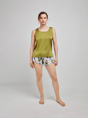 Débardeur tissu satiné et short imprimé floral