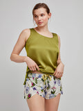 Débardeur tissu satiné et short imprimé floral