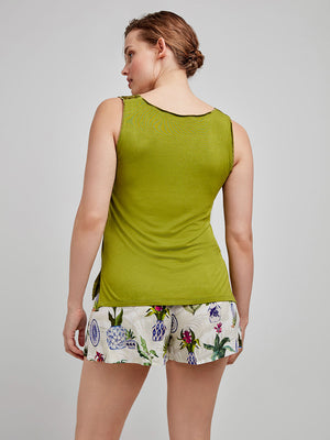 Débardeur tissu satiné et short imprimé floral
